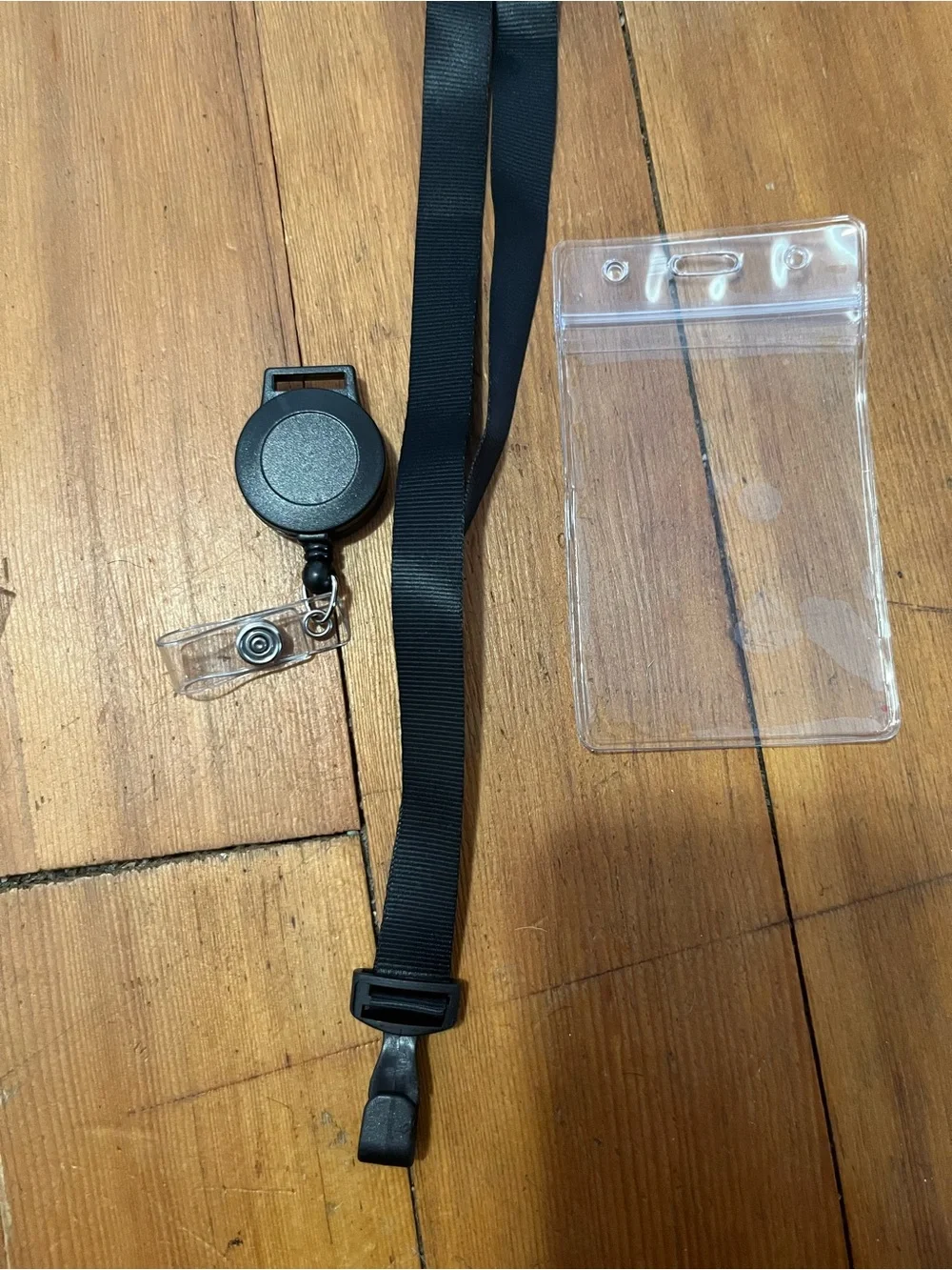 2 Universal Black Keys/ID Retractable Lanyard with Clear Waterproof Pouch